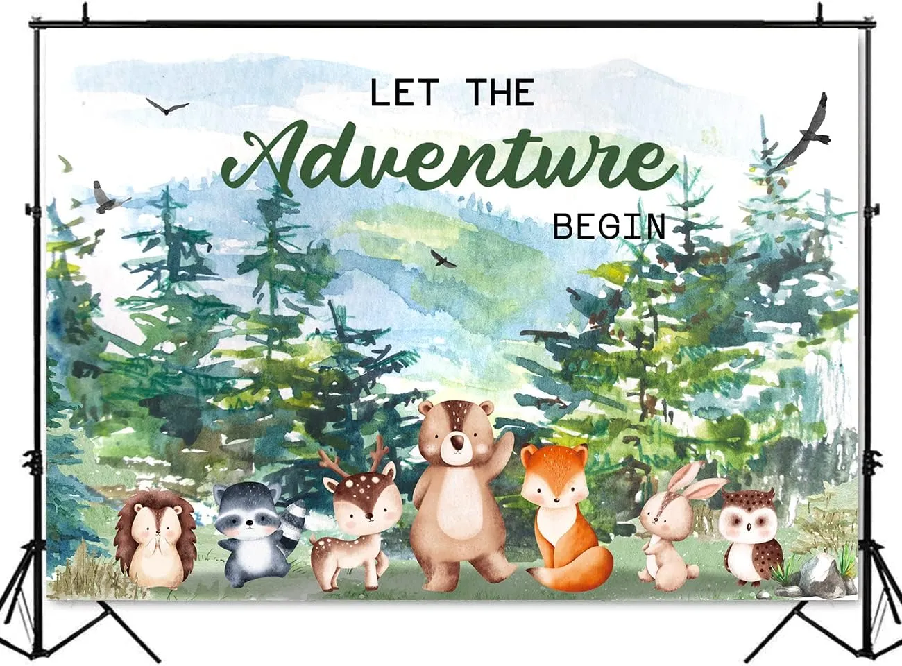 Adventure Awaits Baby Shower Backdrop Let The Adventure Begin Baby Shower Decorations Woodland Theme Birthday Party Decoration Rustic Forest Mountains Photography Background (8x6ft)