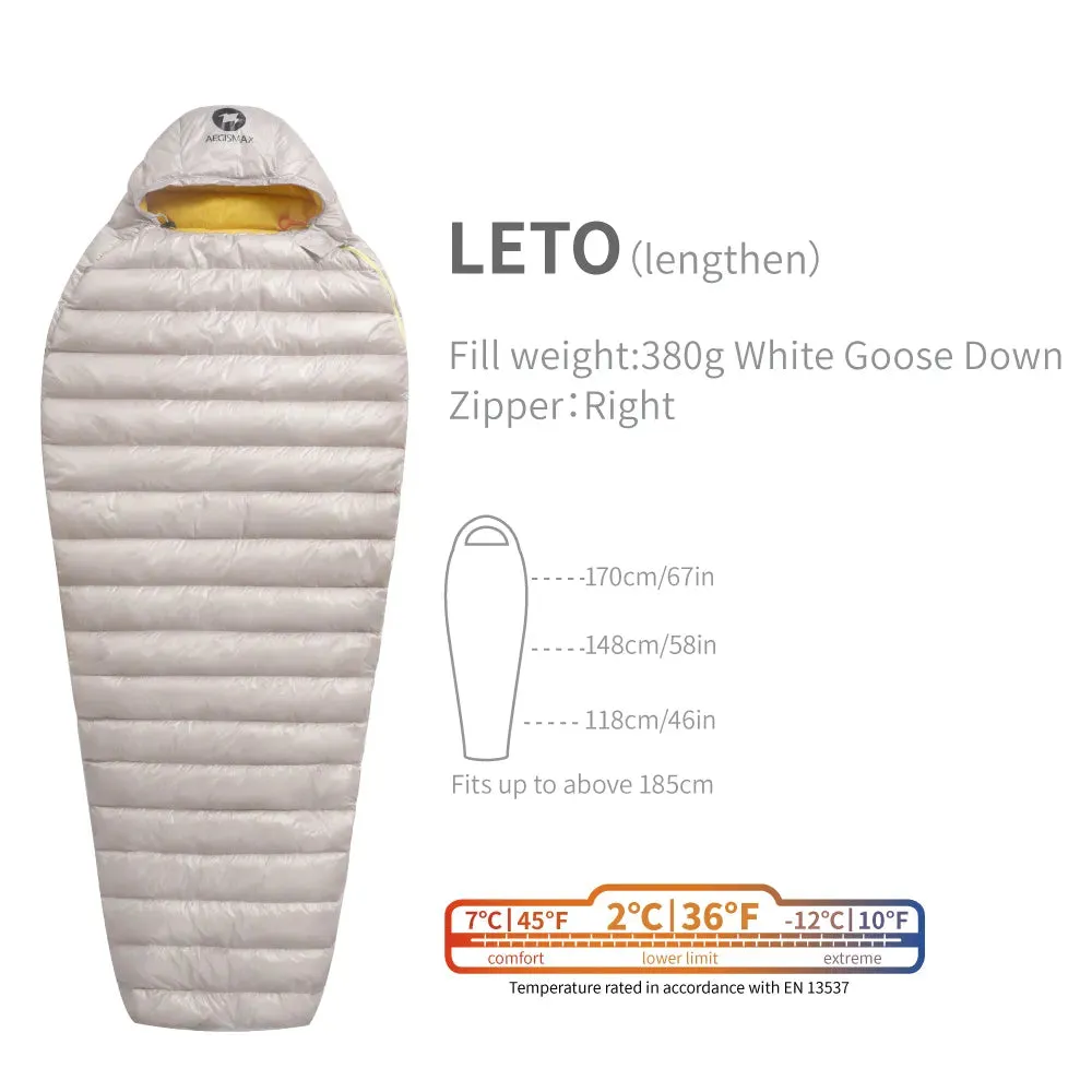 AEGISMAX LETO & NANO 700FP Ultra Dry Goose Down Sleeping Bag Ultralight Down Sleeping Bag