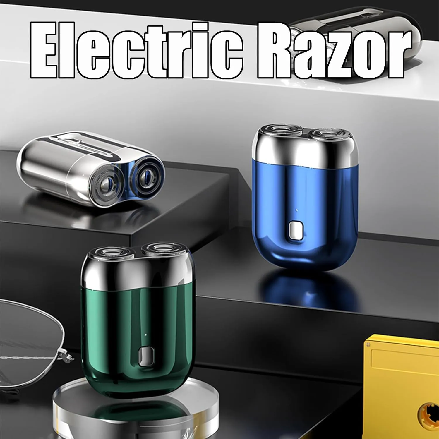 Affirmof Shaver, Affirmof Razor, Affirmoff Electric Shaver, Voalsz Mini Electric Shavers, 2025 New Model Mini Dual-Head Shavers, Portable Rechargeable Waterproof Razor for Men (Blue)