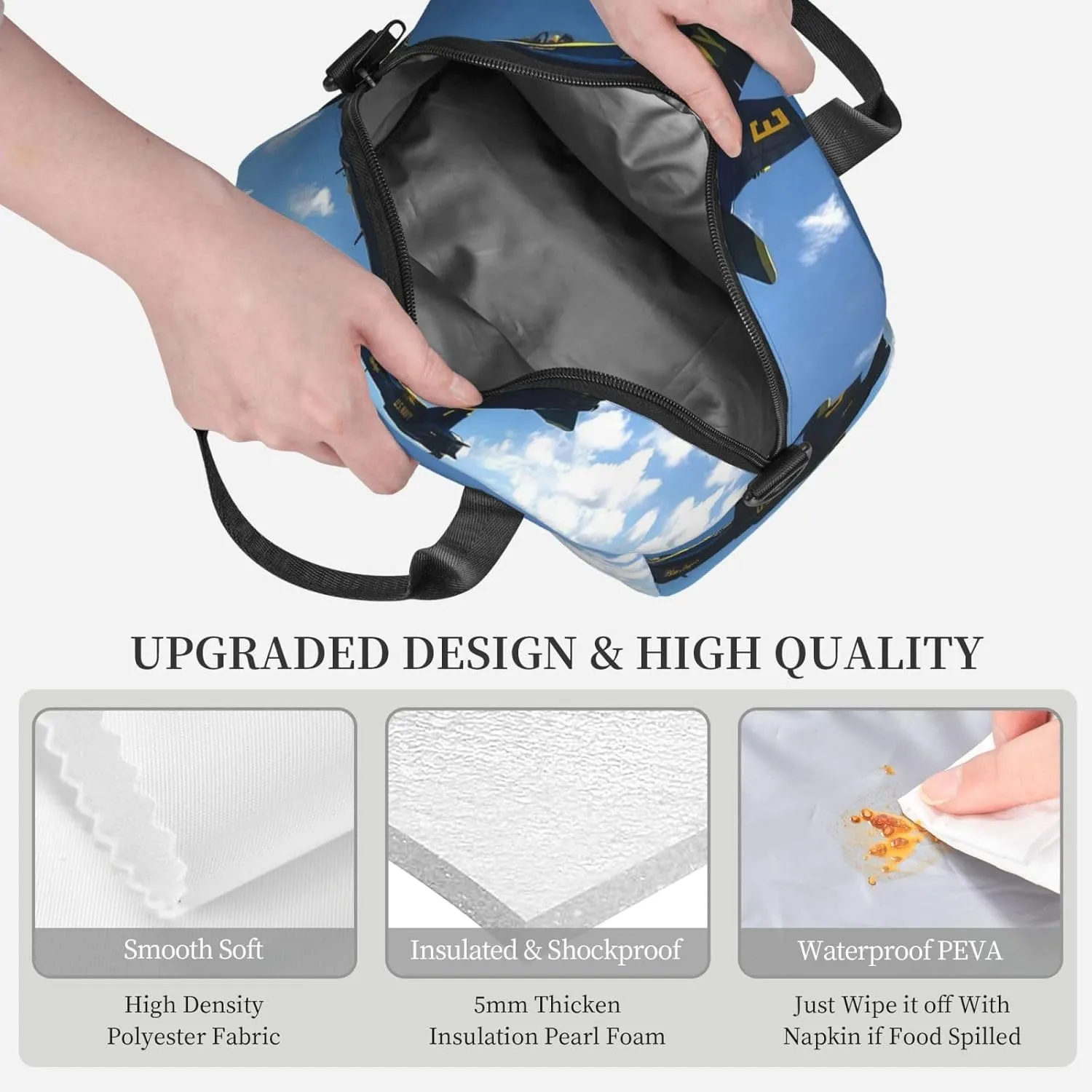 Airplane Aircraft Lunch Bag Hand Tote Crossbody Insulated Lunch Bag Large Portable Lunch Box