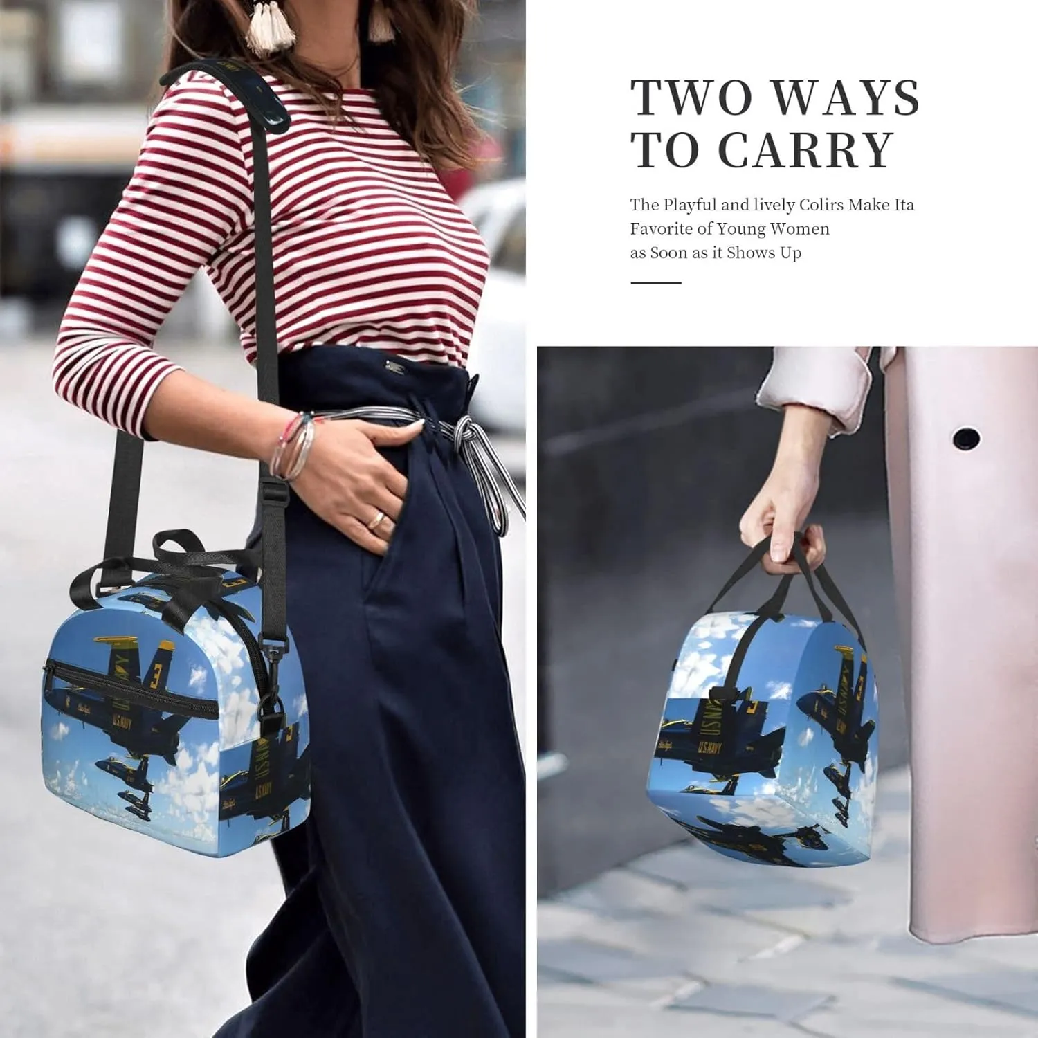 Airplane Aircraft Lunch Bag Hand Tote Crossbody Insulated Lunch Bag Large Portable Lunch Box