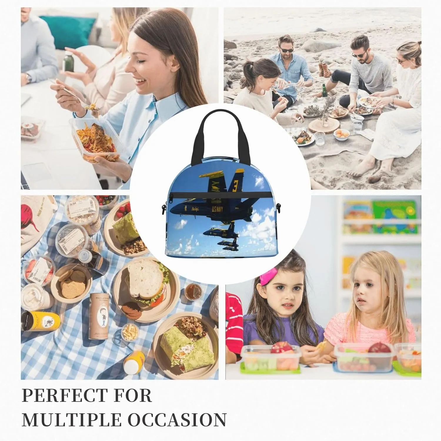 Airplane Aircraft Lunch Bag Hand Tote Crossbody Insulated Lunch Bag Large Portable Lunch Box