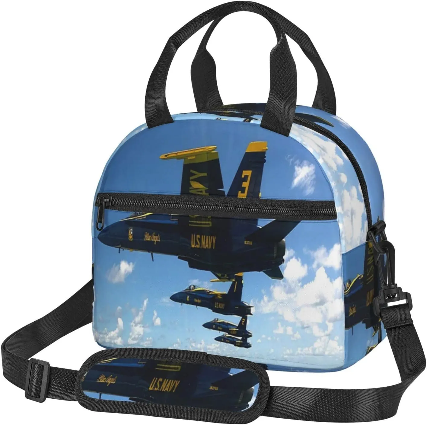 Airplane Aircraft Lunch Bag Hand Tote Crossbody Insulated Lunch Bag Large Portable Lunch Box