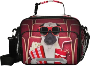ALAZA Dog Watching Movie in Cinema Theater Lunch Bag Reusable Insulated Cooler Lunch Tote Bag with Adjustable Shoulder Strap for Office Work Picnic Travel,Size 11 X 4.33 X 9.05 inch