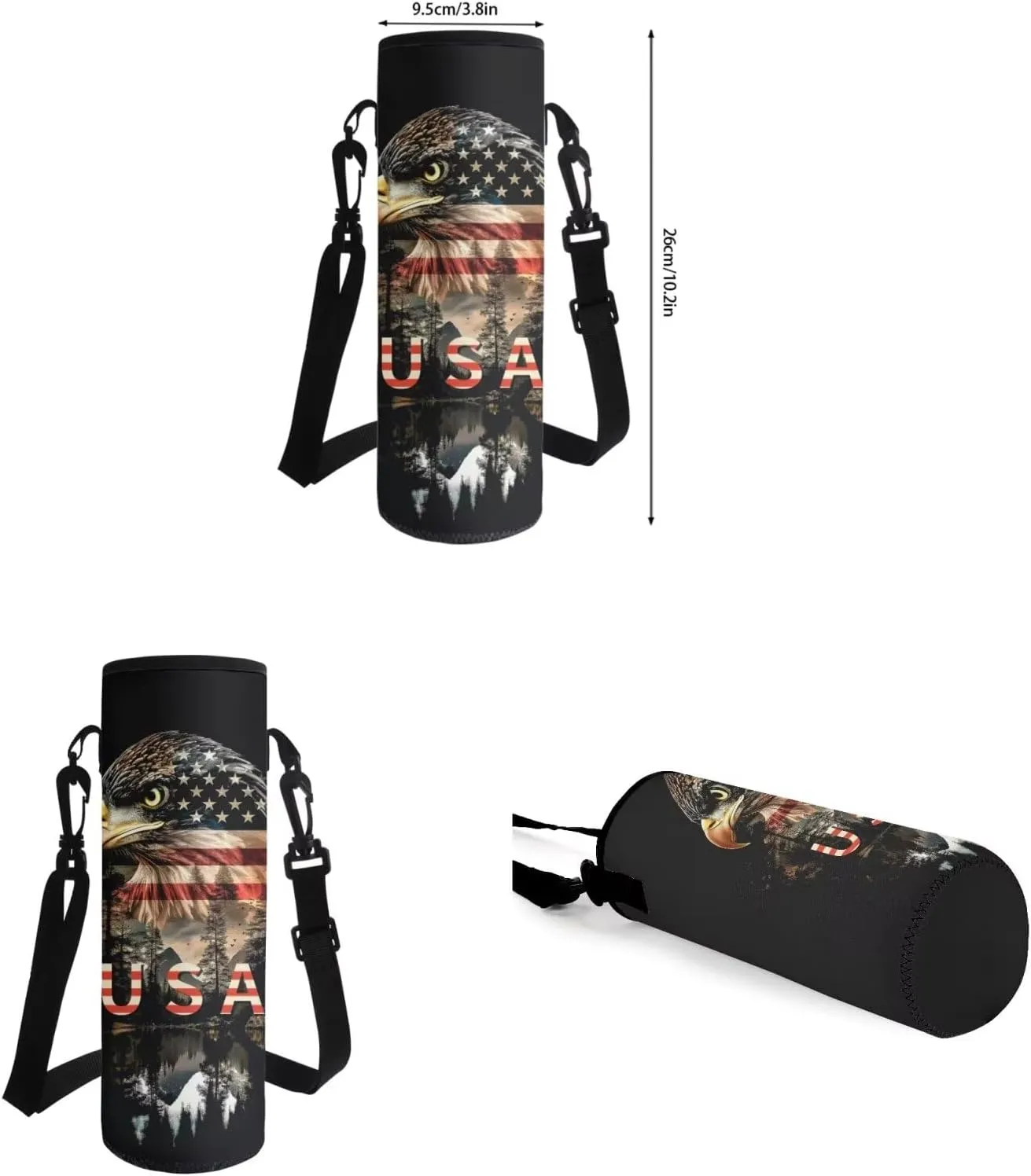 American Eagle 2Th Grade Backpack for Boys Backpack and Lunch Bag Pencil Case Water Bottle Sleeve Set for Boys Ideal for Students Go To School Extracurricular Activities Independence Day
