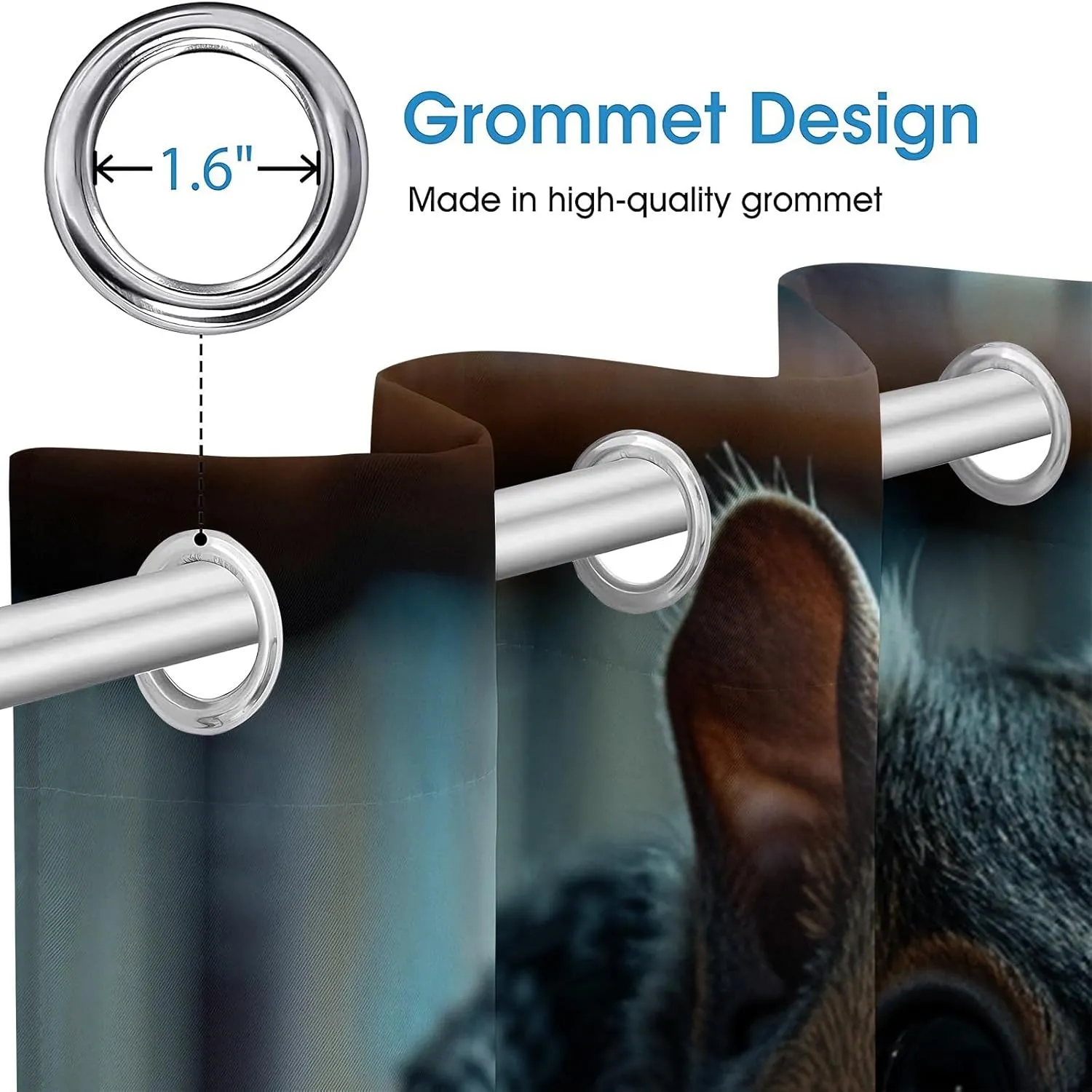Animal Darkening Window Curtains 3D Print Office Office Gray Sweater Squirrel Thermal Insulated Wear Resistant Drapes with Grommet for Home Decor Bedroom Living Room 2 Panels 42" W x 63" L