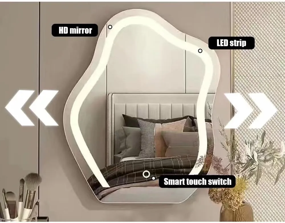 APLUSH Tabletop Vanity Mirror, Cloud Makeup Mirror with Light, Smart Touch Control, 3 Color Lighting, Gift for Mom Women(B - 1)