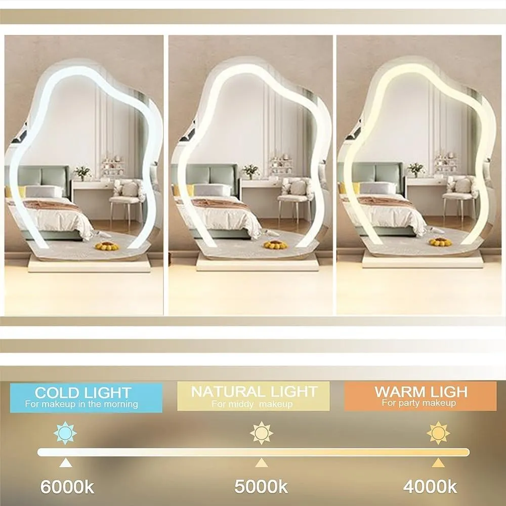 APLUSH Tabletop Vanity Mirror, Cloud Makeup Mirror with Light, Smart Touch Control, 3 Color Lighting, Gift for Mom Women(B - 1)