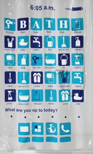 Apps PVC Free 100% Peva Shower Curtain 70.9x78.7in [180x200cm] - Blue