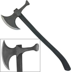 Armory Replicas™ Rustic Barbarian Hammerhead Battle Axe – 22.5" Steel Blade with Stone Finish & Wooden Handle – Versatile Tool for Camping, Outdoor Tasks