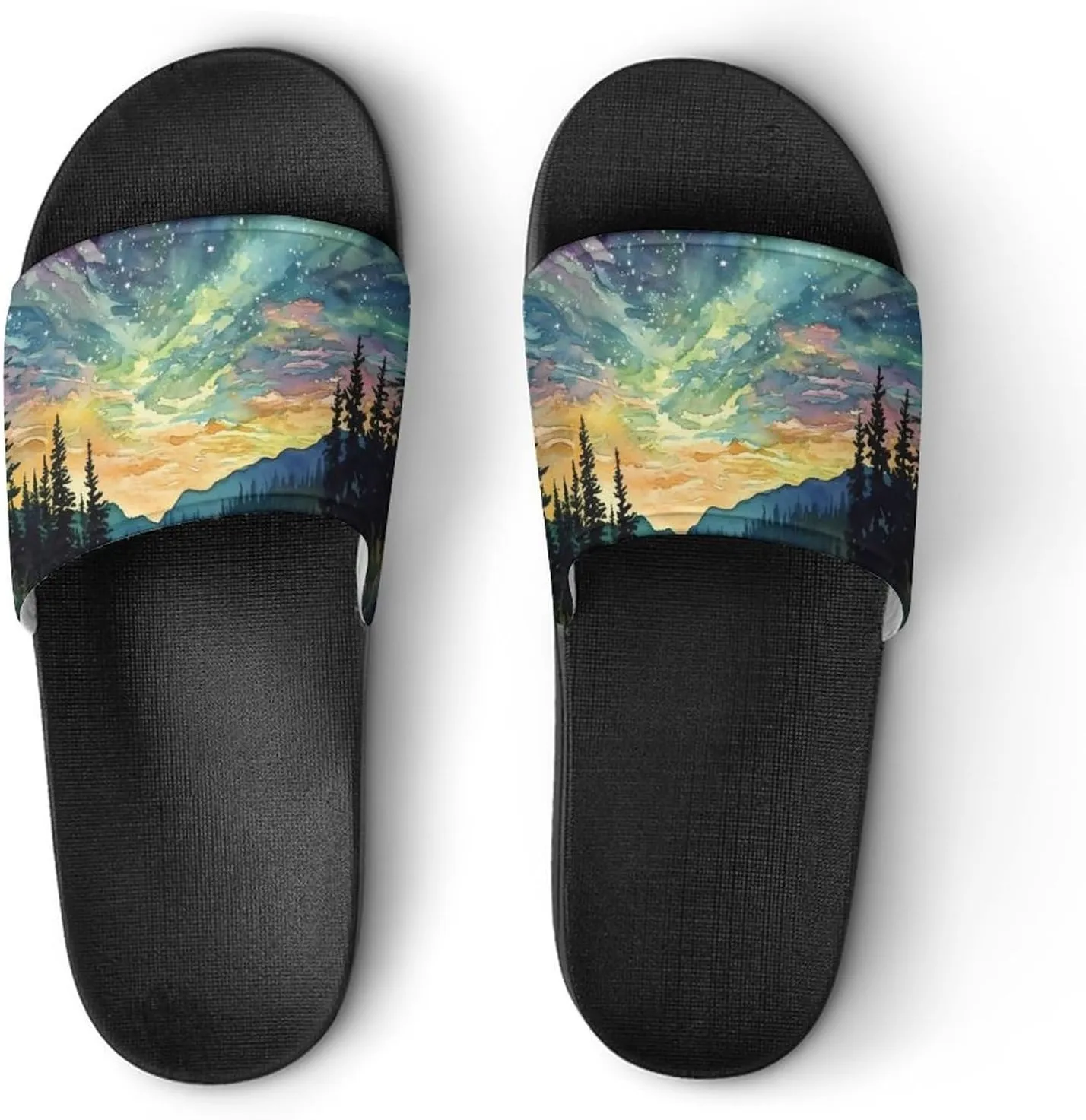Aurora Starry Sky Night Shower Shoes Slippers PVC Non-Slip Home for Bathroom Beach Indoor Outdoor