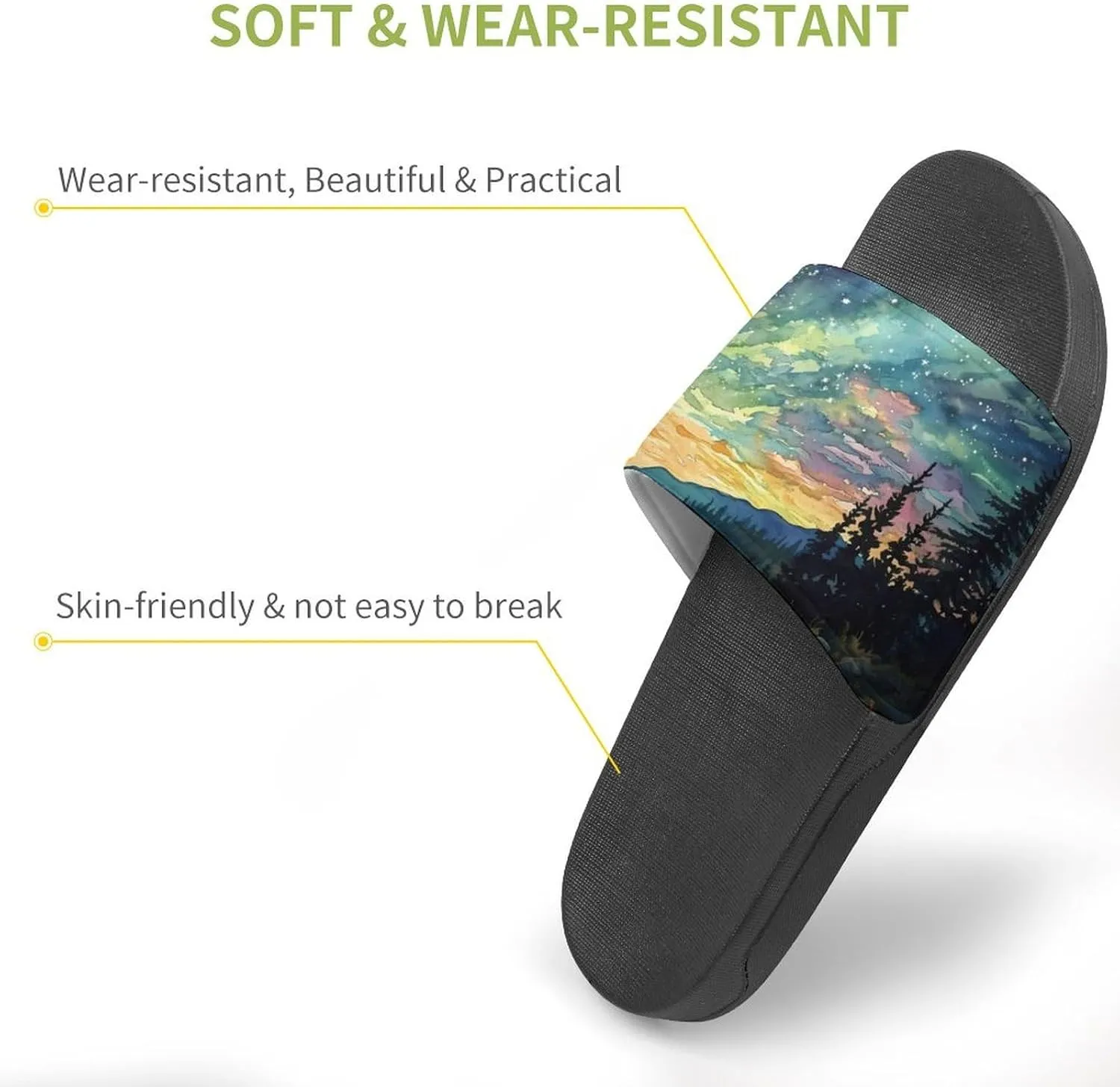 Aurora Starry Sky Night Shower Shoes Slippers PVC Non-Slip Home for Bathroom Beach Indoor Outdoor