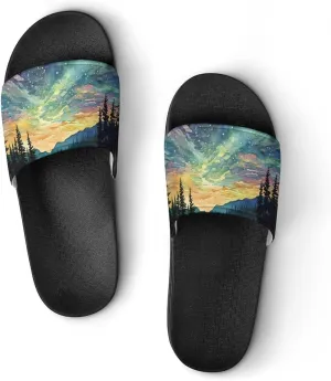 Aurora Starry Sky Night Shower Shoes Slippers PVC Non-Slip Home for Bathroom Beach Indoor Outdoor
