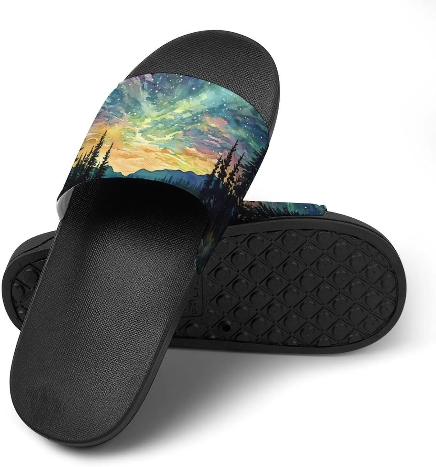 Aurora Starry Sky Night Shower Shoes Slippers PVC Non-Slip Home for Bathroom Beach Indoor Outdoor