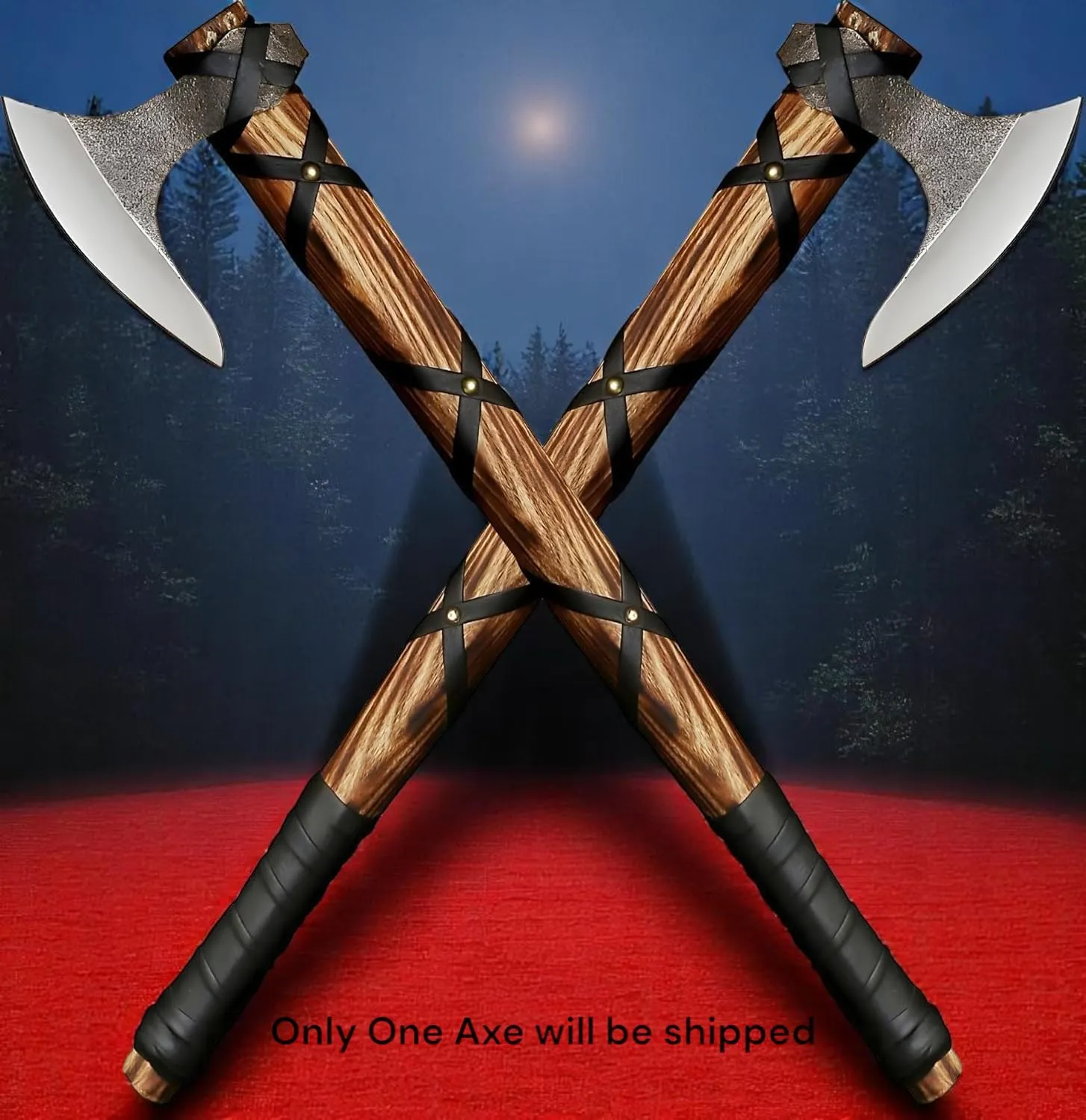 AX-7000 Custom Gift Forged Carbon Steel Viking Axe with Rose Wood Shaft, Viking Bearded Camping Axe (AX-7000) (AX-5936)