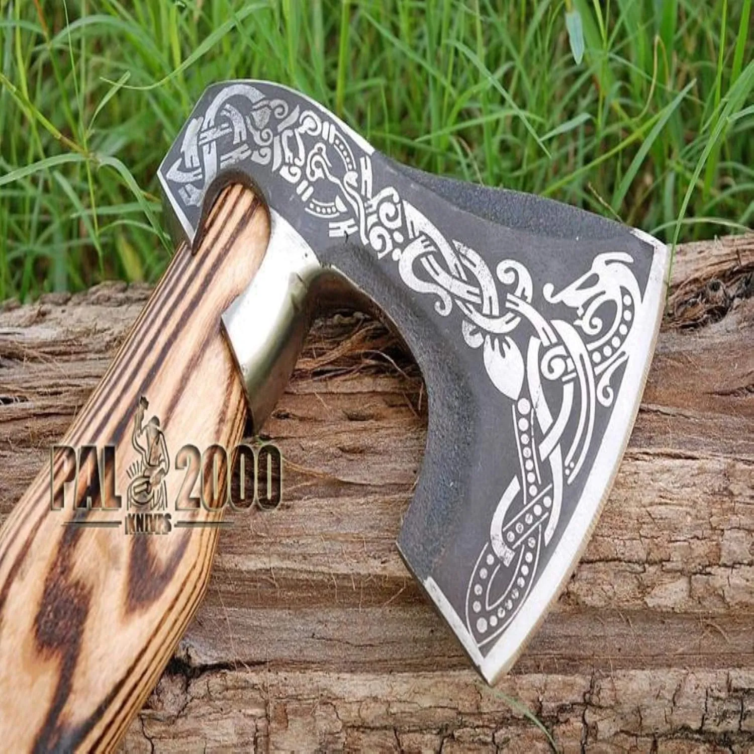 AX-9897 Custom Handmade Hatchet Viking Bearded Head Camping Tomahawk Tool Battle Axe with Sheath