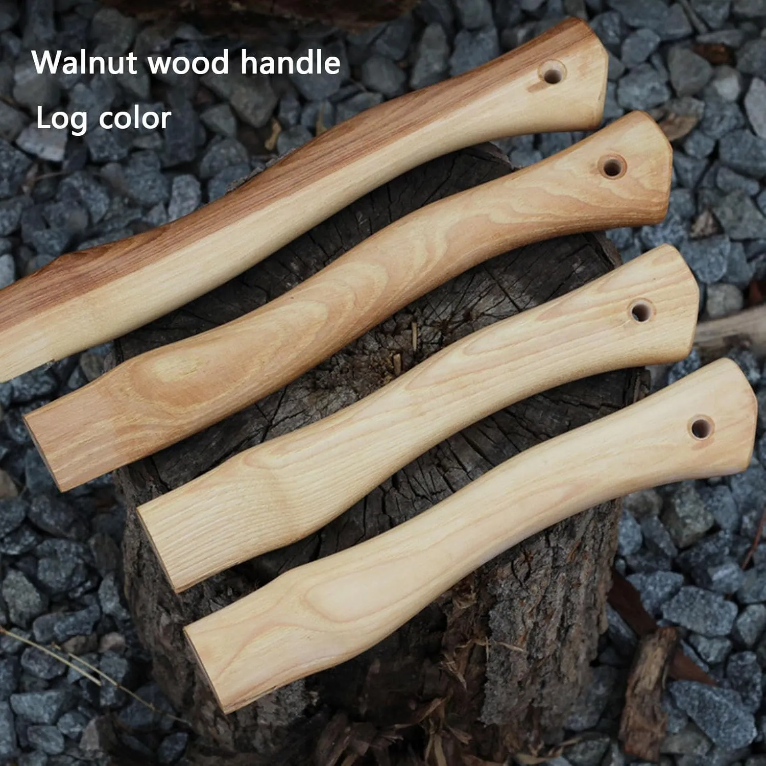 Axe Handle Replacement, 13in 11in Walnut Hatchet Handle Replacement for Camping Gardening Axe (A-Log Color)