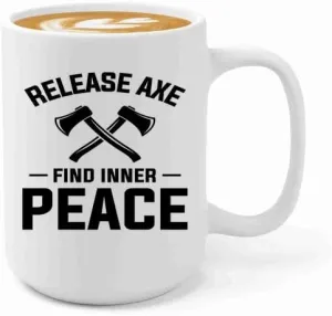 Axe Throw Coffee Mug 15oz White -Release axe - Sport Game Tomahawk Target Throwing wooden Competition Hunting