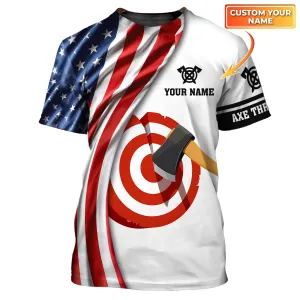 Axe Throwing USA Personalized Name 3D T-Shirt
