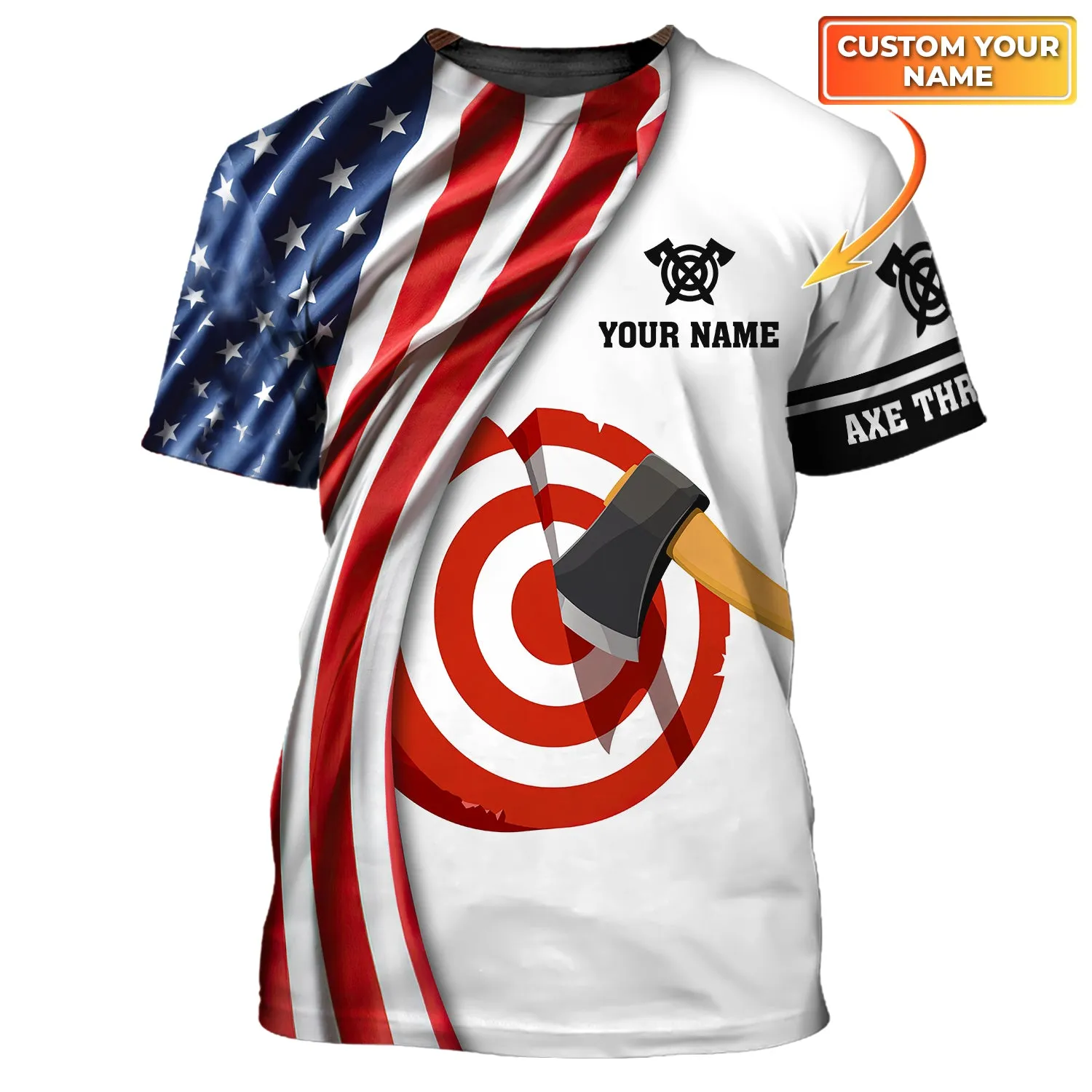 Axe Throwing USA Personalized Name 3D T-Shirt