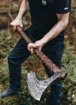 Axes Handmade Viking Axe Hatchet Norse Axe- 40" Long Two-Handed Berserker Axe Forged Axe - Bearded Axe - with Sheath(AB-001)