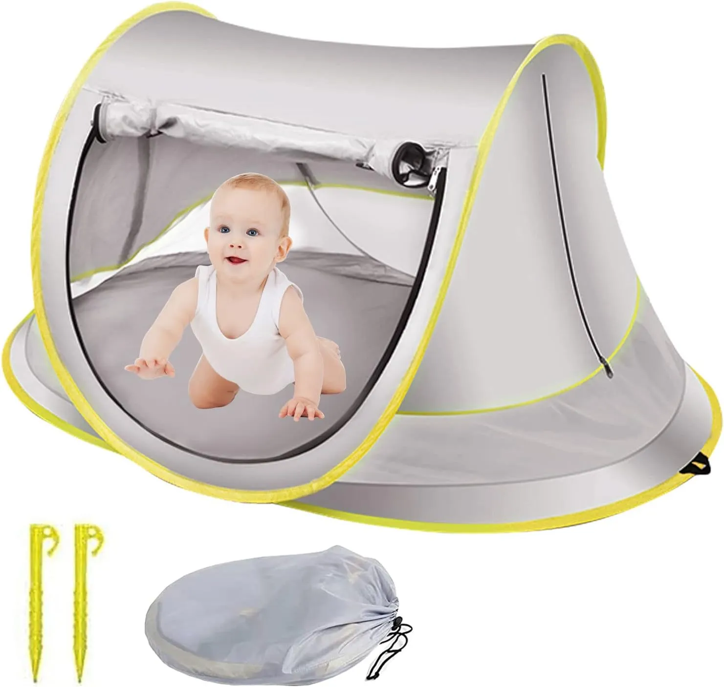 Baby Beach Tent Pop Up, Waterproof UPF 50  Beach Shelter Foldable Beach Accessories Breathable Portable Baby Garden Shade Outdoor Sunshade