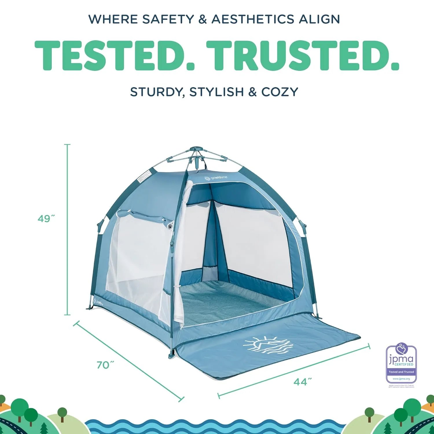Baby Delight Go with Me Villa Portable Tent and Playard | Kids Tent and Playhouse | Indoor and Outdoor | Blue Wave