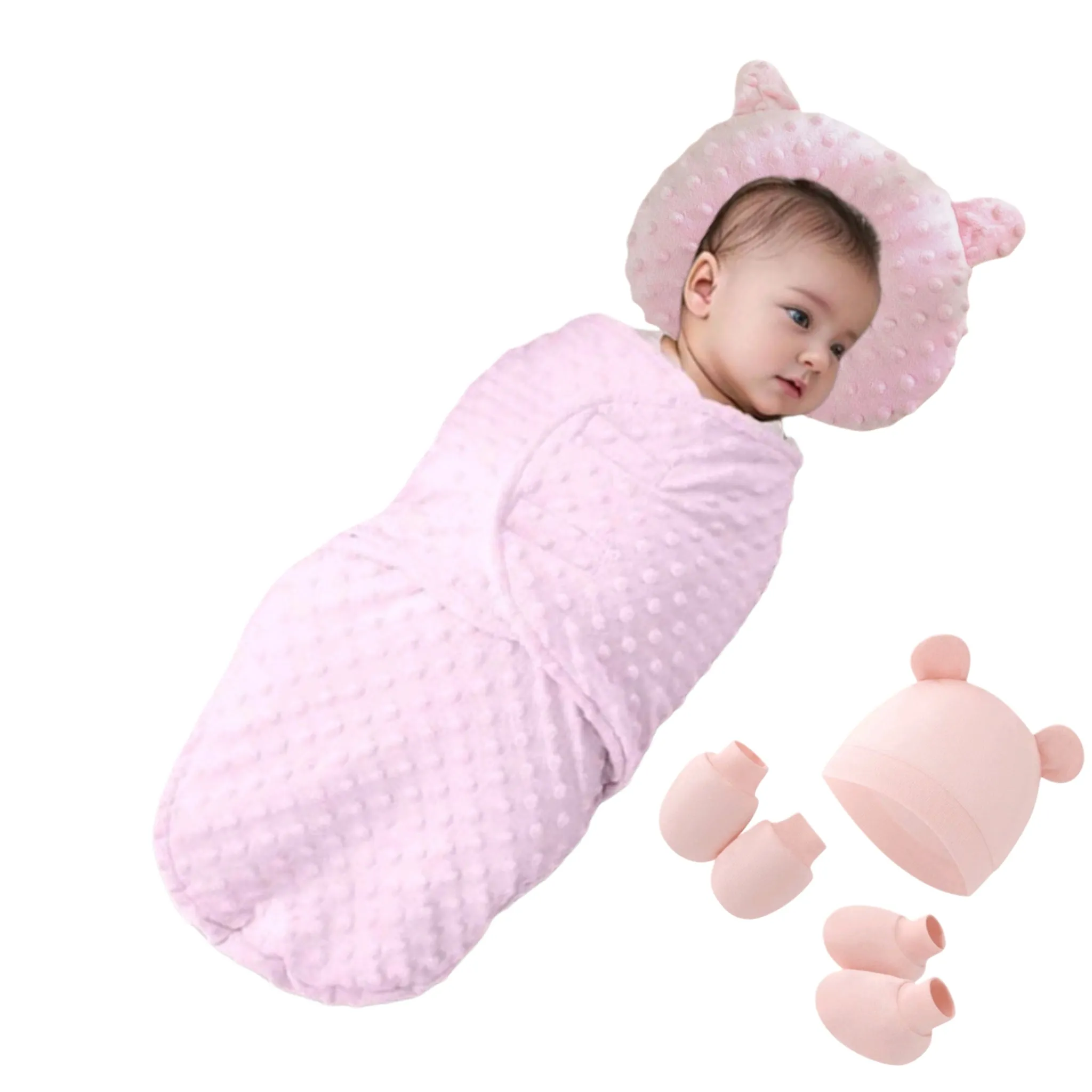 Baby Swaddling Wrap Set- Pink
