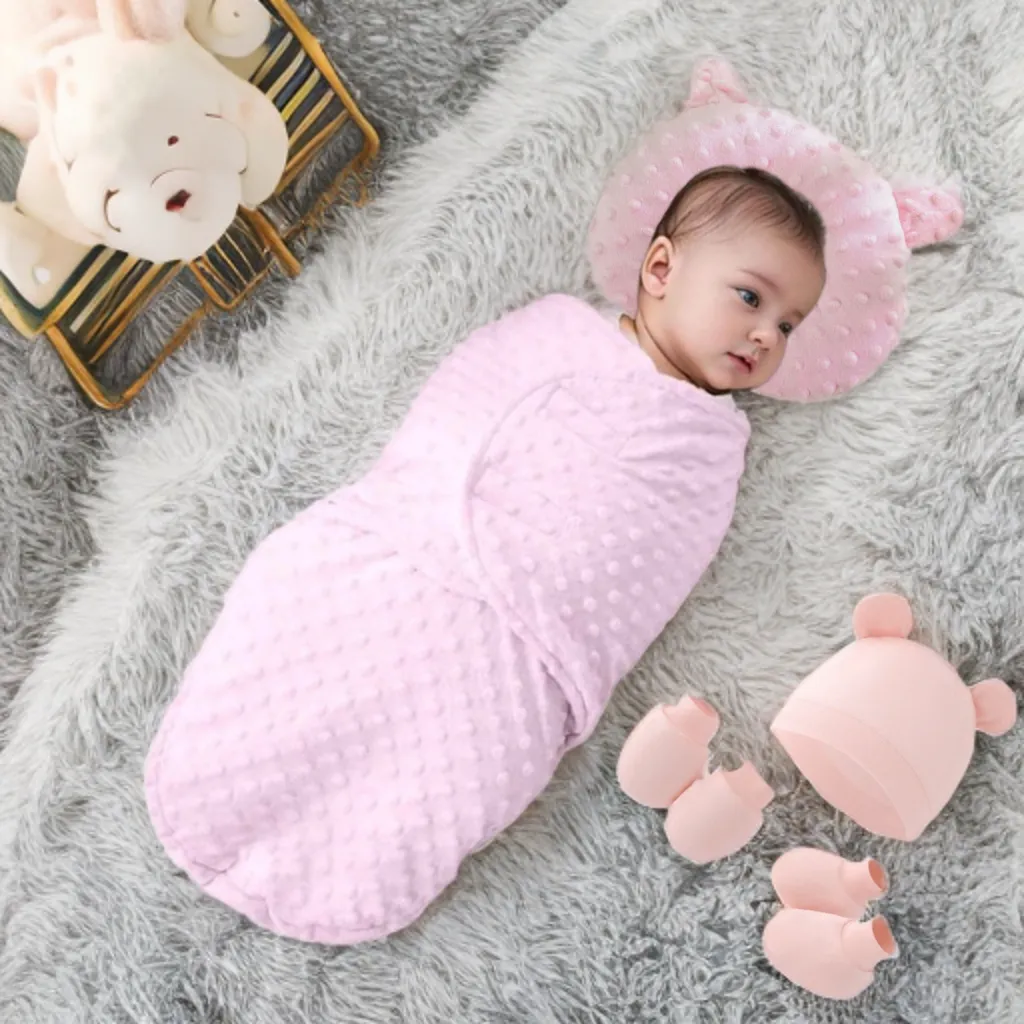 Baby Swaddling Wrap Set- Pink
