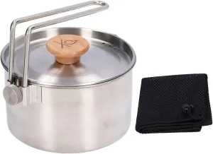 Backpack Camping Pot Camping Cook Pot with Lid and Folding Handle Camping Cookware 1000ml Stainless Steel for Camping Hiking Backpacking Picnic