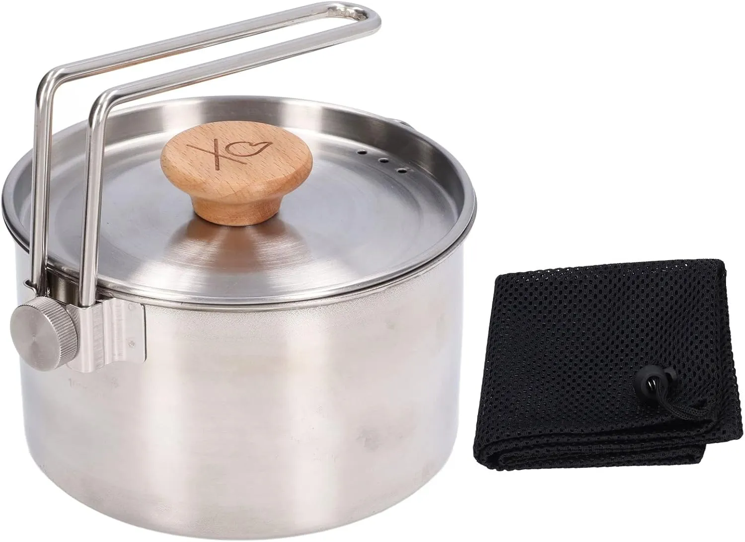 Backpack Camping Pot Camping Cook Pot with Lid and Folding Handle Camping Cookware 1000ml Stainless Steel for Camping Hiking Backpacking Picnic
