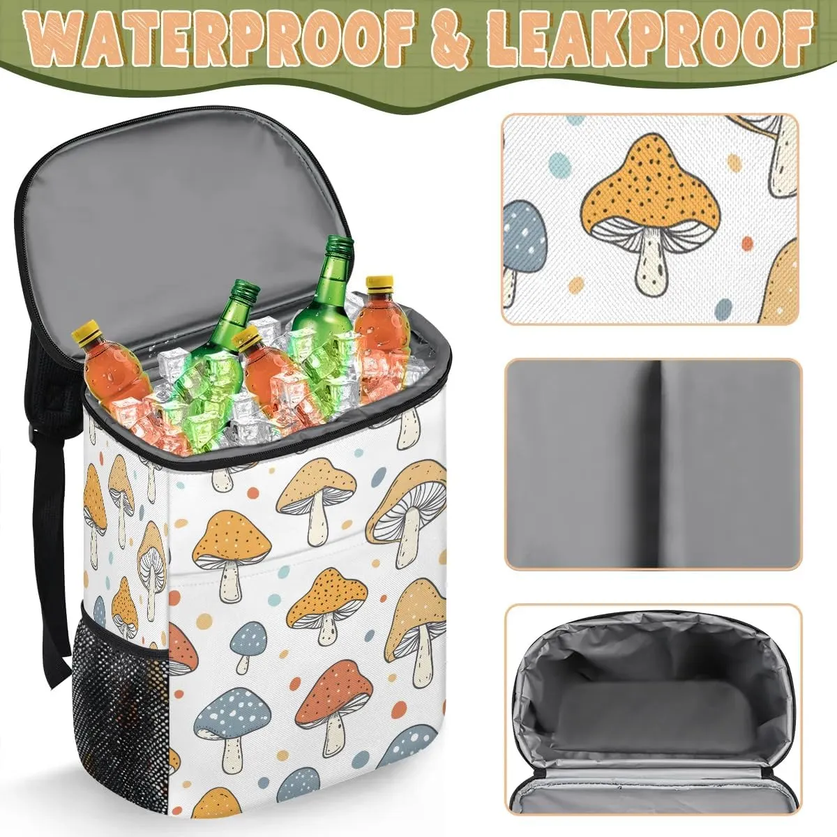 Backpack Cooler Lovely Mushroom Cooler Backpack Insulated Leak Proof Soft Cooler Bag for Men Women Lunch Backpack for Camping Picnic Hiking Beach Travel