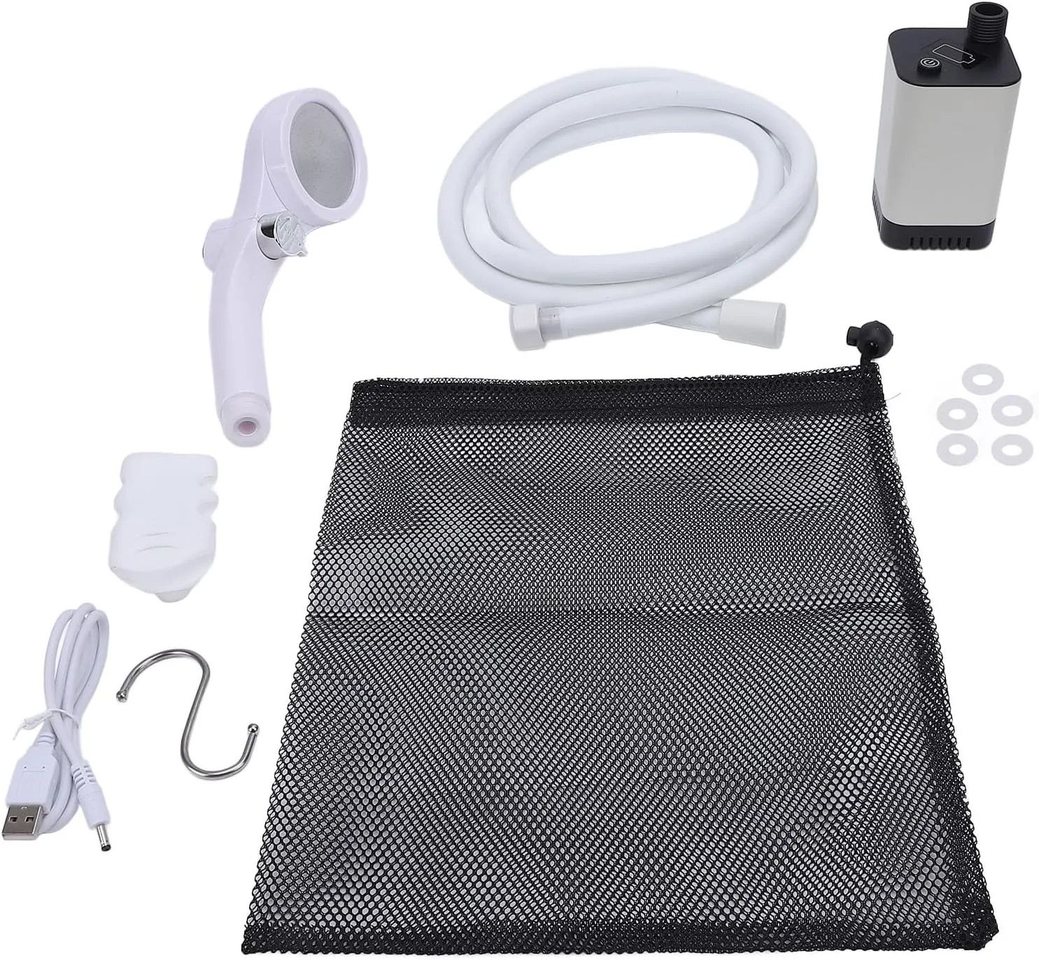 BAFOVY Portable Camping Shower, Rechargeable Shower Pump, Ideal for Camping Hiking Traveling Beach, ABS Material