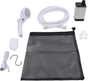 BAFOVY Portable Camping Shower, Rechargeable Shower Pump, Ideal for Camping Hiking Traveling Beach, ABS Material