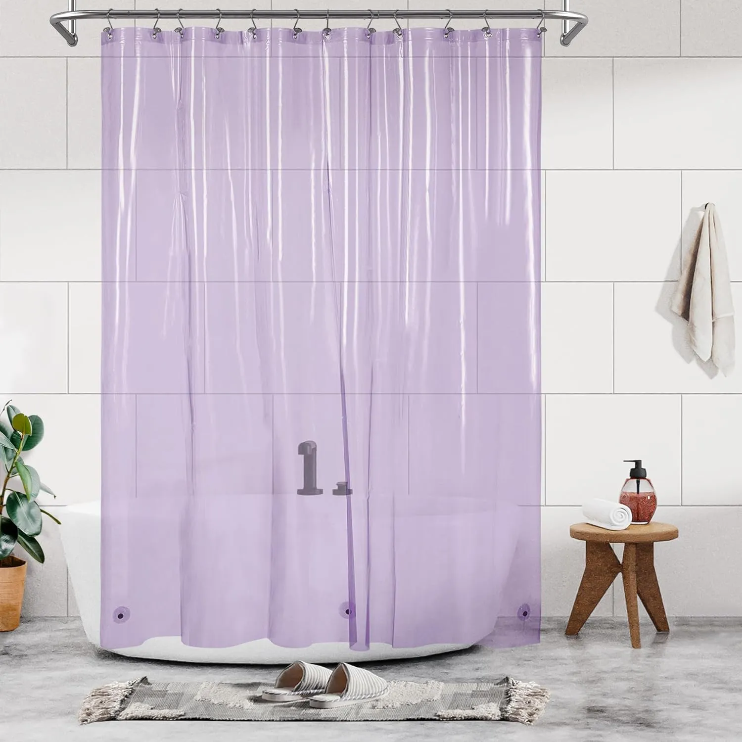 Barossa Design Plastic Shower Liner Clear - Premium PEVA Shower Curtain Liner with Rustproof Grommets and 3 Magnets, Waterproof Cute Lightweight Standard Size Shower Curtains for Bathroom - Clear
