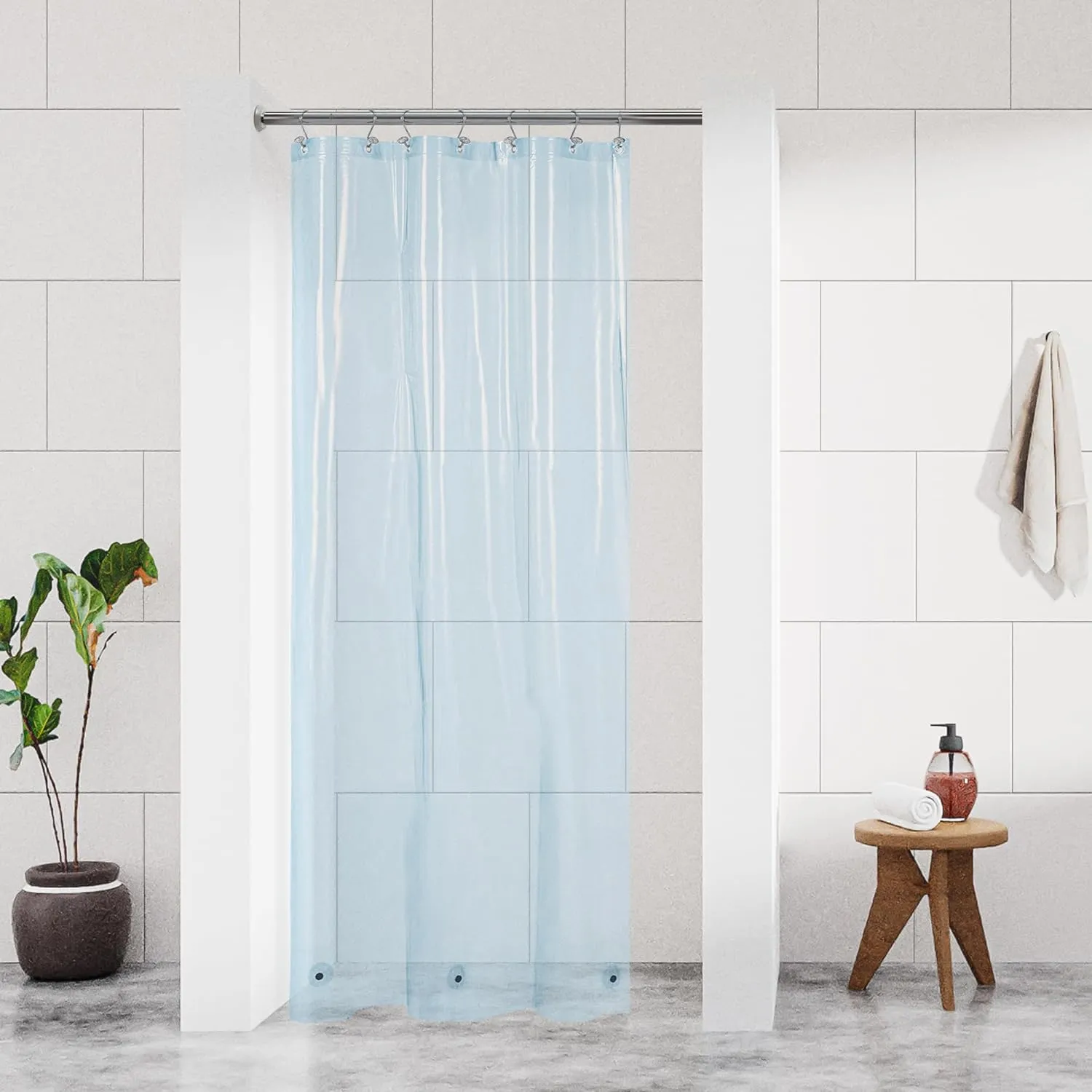 Barossa Design Plastic Shower Liner Clear - Premium PEVA Shower Curtain Liner with Rustproof Grommets and 3 Magnets, Waterproof Cute Lightweight Standard Size Shower Curtains for Bathroom - Clear