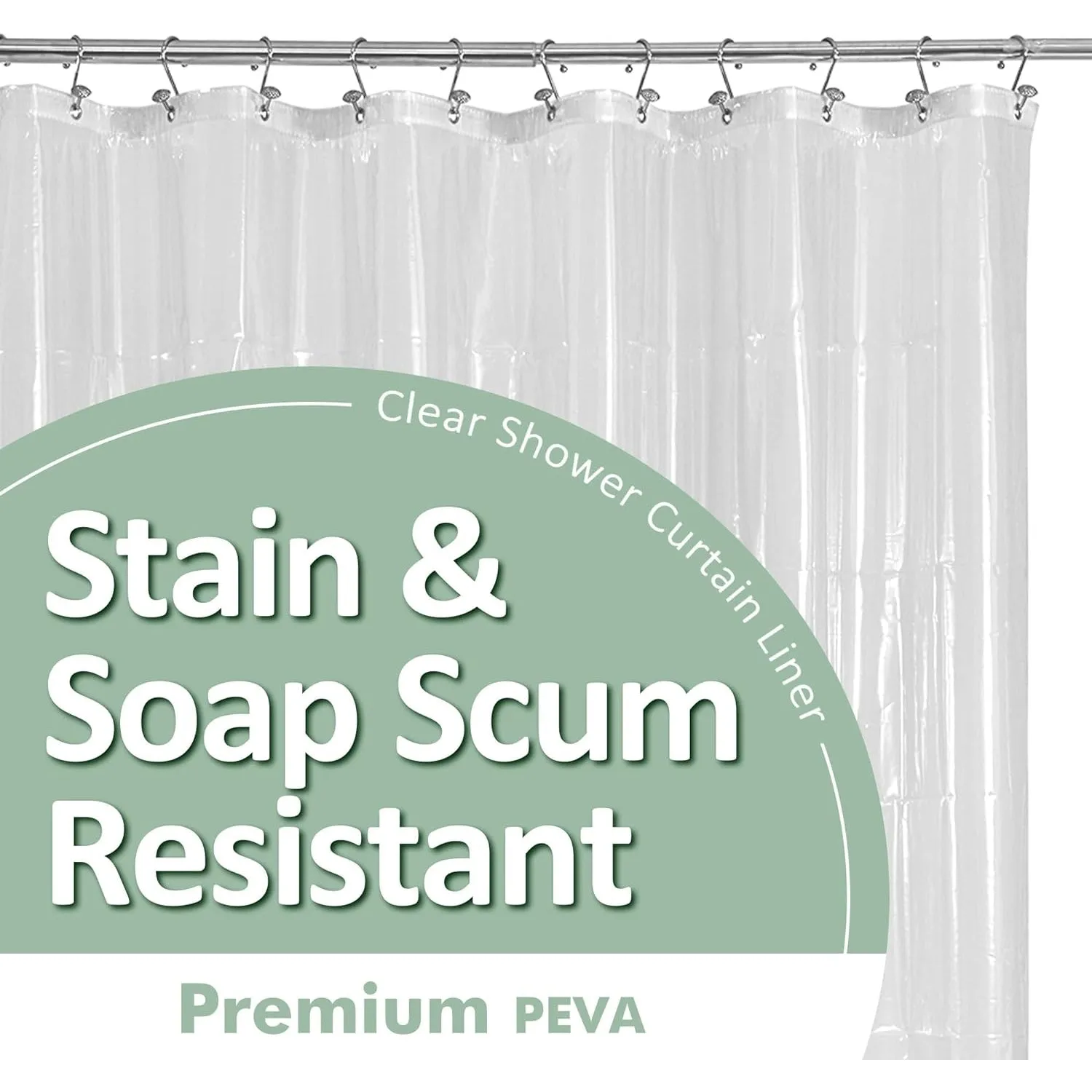 Barossa Design Plastic Shower Liner Clear - Premium PEVA Shower Curtain Liner with Rustproof Grommets and 3 Magnets, Waterproof Cute Lightweight Standard Size Shower Curtains for Bathroom - Clear