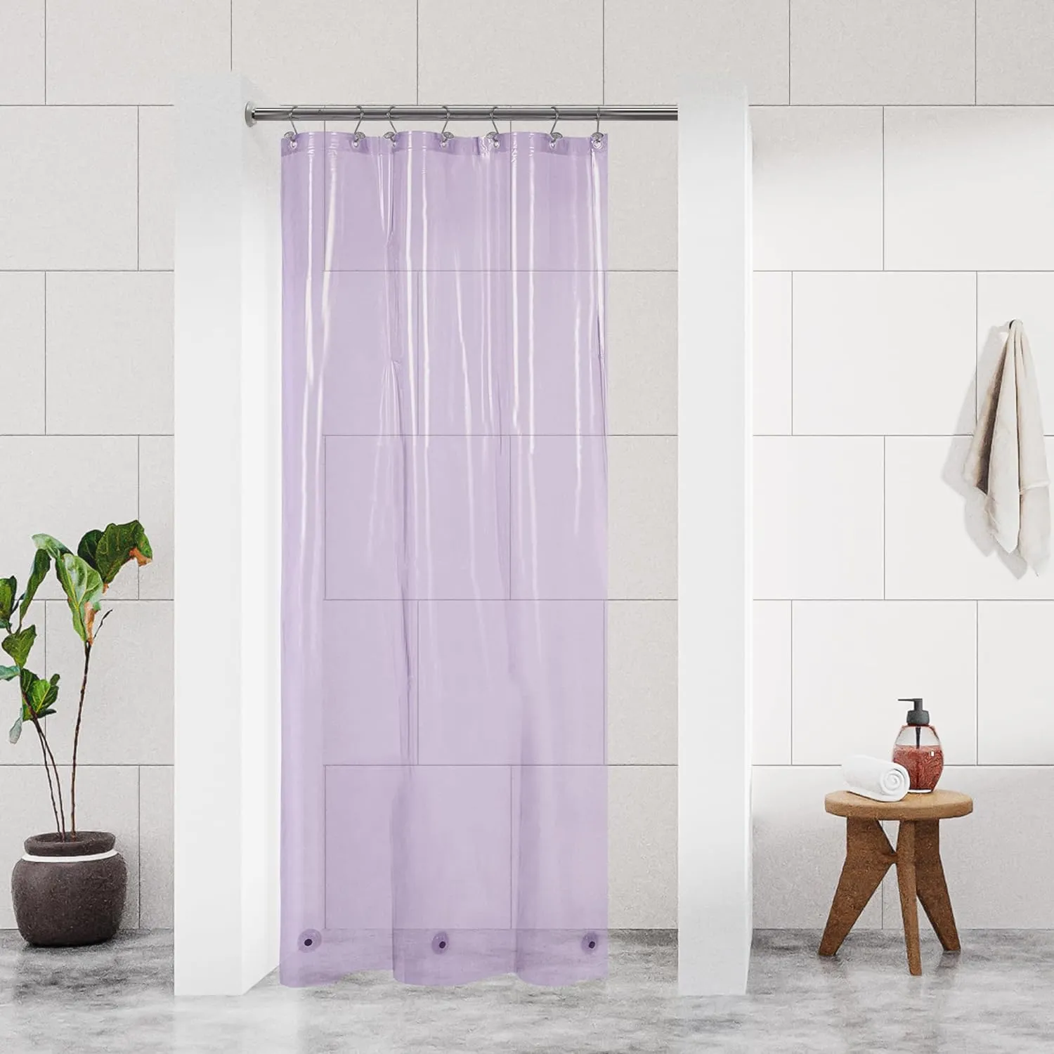 Barossa Design Plastic Shower Liner Clear - Premium PEVA Shower Curtain Liner with Rustproof Grommets and 3 Magnets, Waterproof Cute Lightweight Standard Size Shower Curtains for Bathroom - Clear