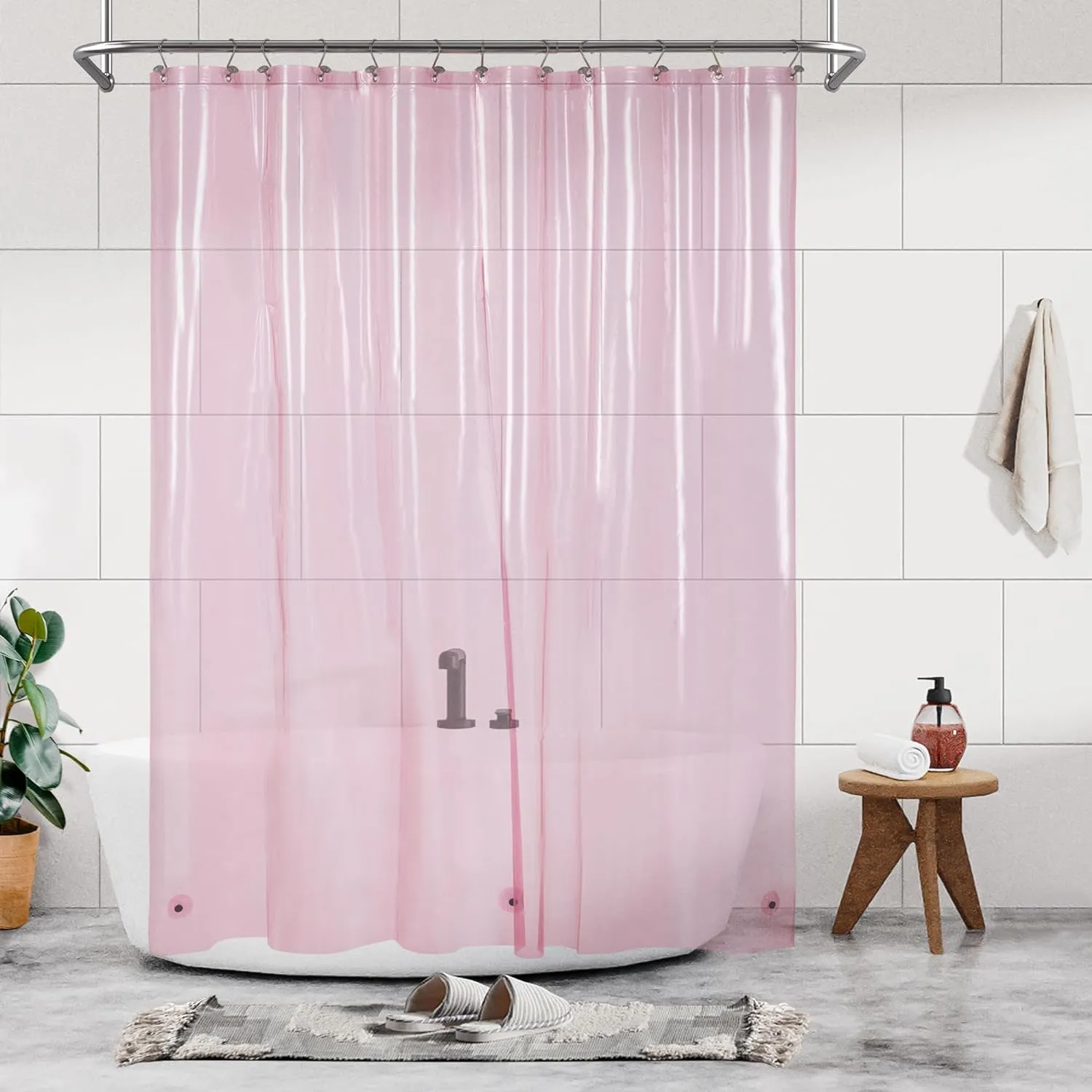 Barossa Design Plastic Shower Liner Clear - Premium PEVA Shower Curtain Liner with Rustproof Grommets and 3 Magnets, Waterproof Cute Lightweight Standard Size Shower Curtains for Bathroom - Clear
