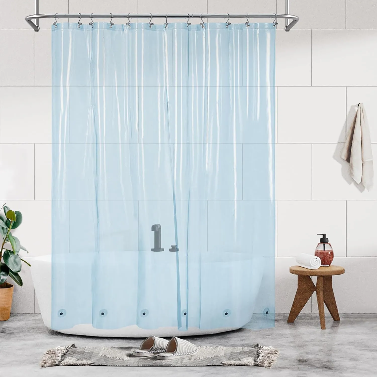 Barossa Design Plastic Shower Liner Clear - Premium PEVA Shower Curtain Liner with Rustproof Grommets and 3 Magnets, Waterproof Cute Lightweight Standard Size Shower Curtains for Bathroom - Clear