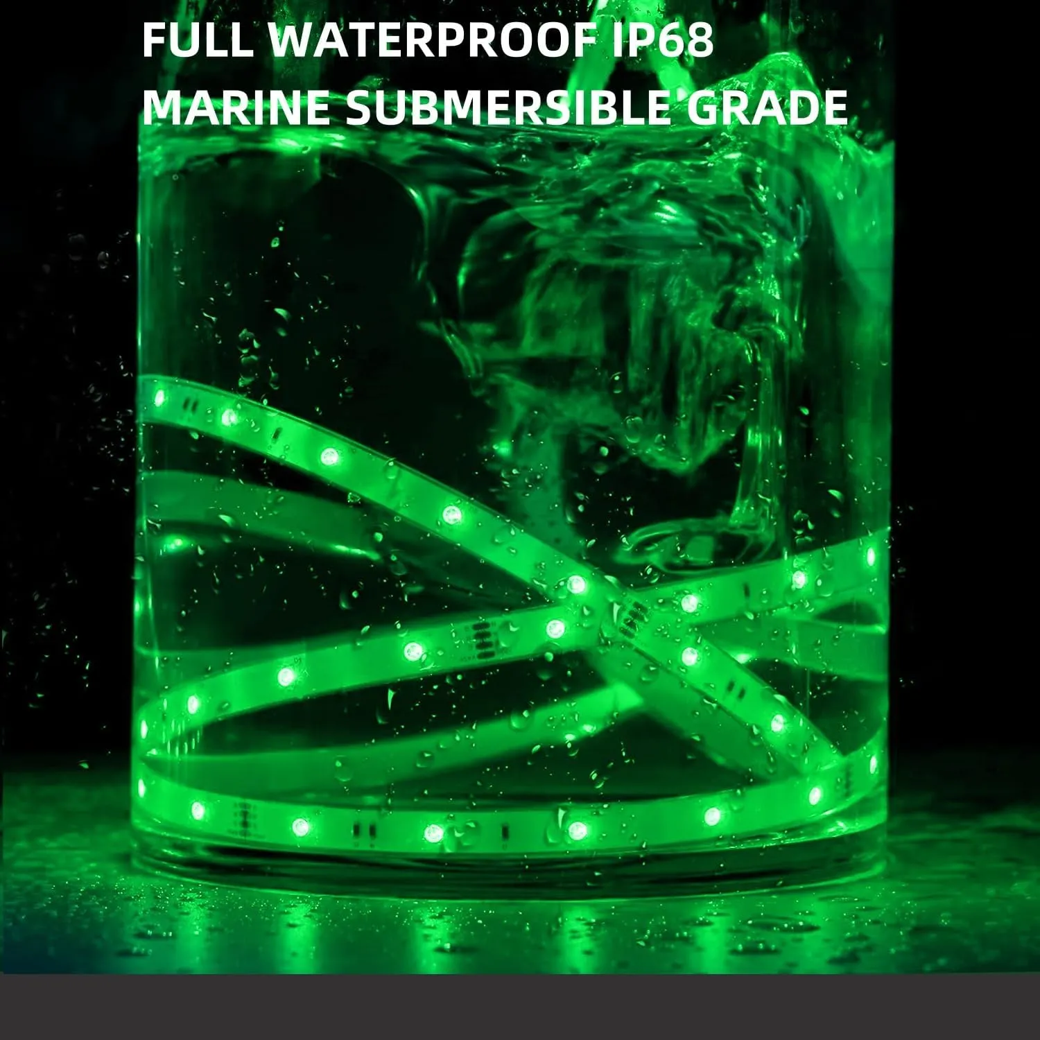 Battery Operated Marine Submersible Boat Lights Strip, 2 Pcs 4FT 9V IP68 RGB Kayak Paddleboard Lights, Boat Interior Deck Courtesy Light for Fishing Golf Cart, Bathroom Shower Bathtub Spa Vanity Light