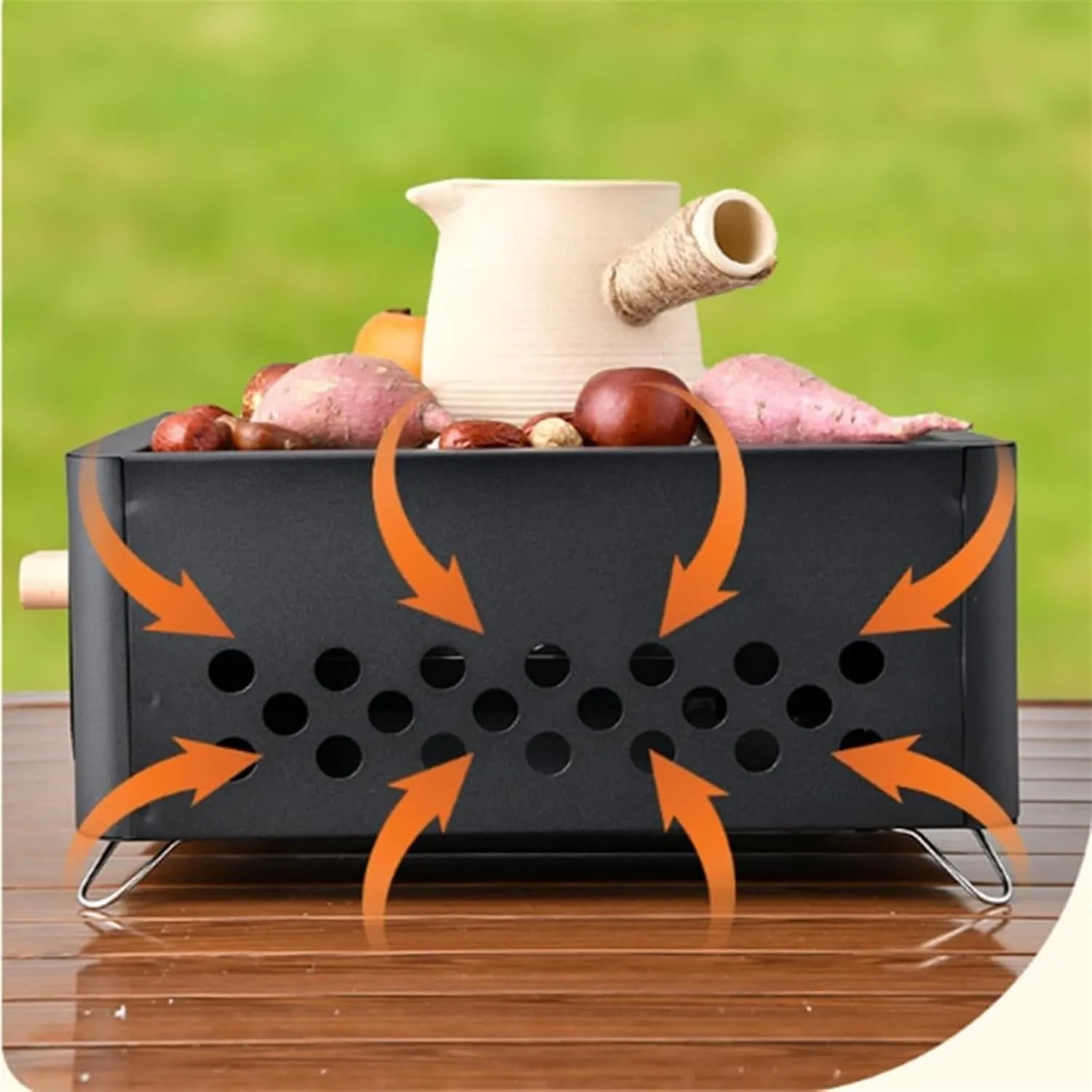 Bbq Grill Portable Charcoal Grill Tabletop Grill Barbecue Stove BBQ Grill For Camping Backyard Picnic(Black)