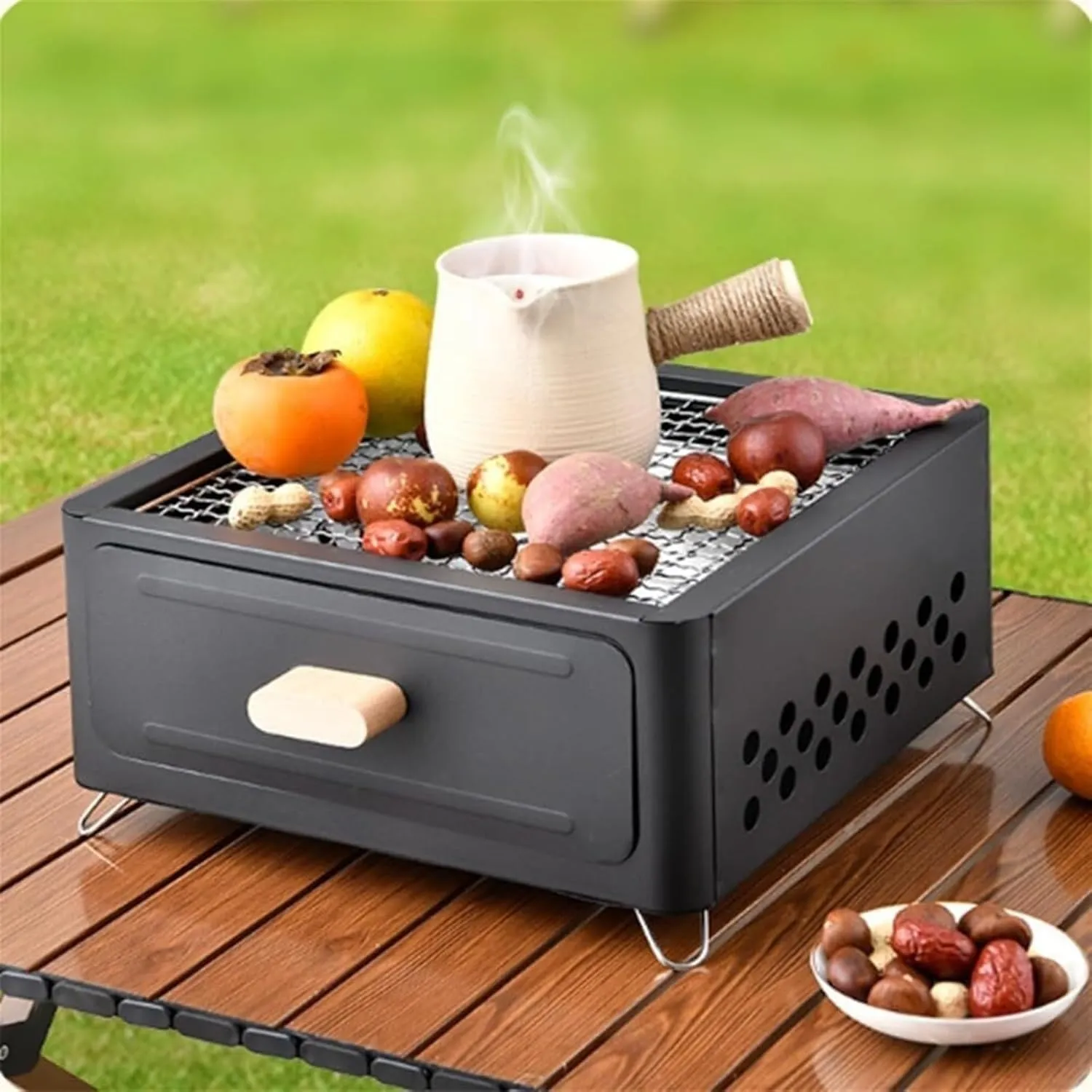 Bbq Grill Portable Charcoal Grill Tabletop Grill Barbecue Stove BBQ Grill For Camping Backyard Picnic(Black)