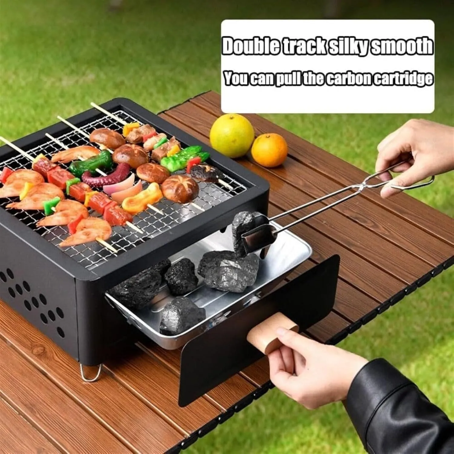 Bbq Grill Portable Charcoal Grill Tabletop Grill Barbecue Stove BBQ Grill For Camping Backyard Picnic(Black)