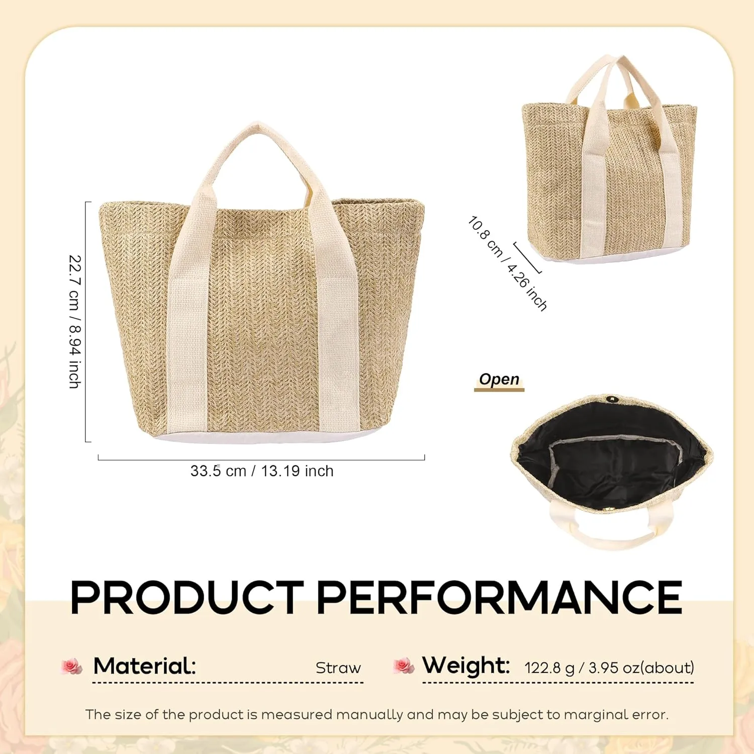 Beach Bag Straw Tote Handbags - Women's Holiday Travel Shopping Bags for Women Her
