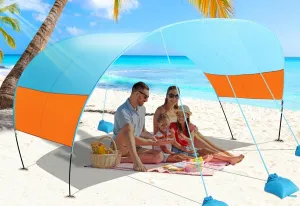 Beach Canopy Sun Shade, Beach Tent Sun Shelter Wind Sail Camping Sun Shelter Portable Seaside Tent Shelter Canopy Outdoor Beach Sun Shade for Family Vacation and Camping (Patent Pending)