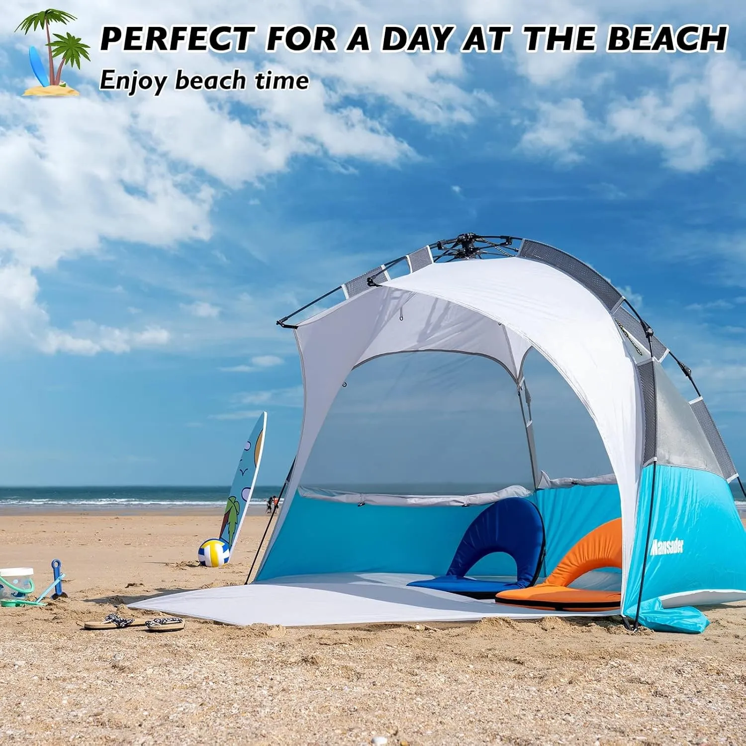 Beach Tent Pop Up Shade, Instant Beach Tents Sun Shelter with UPF 50  UV Protection, Lightweight & Easy Setup Tent 2-6 Person