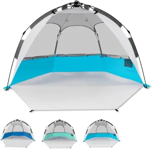 Beach Tent Pop Up Shade, Instant Beach Tents Sun Shelter with UPF 50  UV Protection, Lightweight & Easy Setup Tent 2-6 Person
