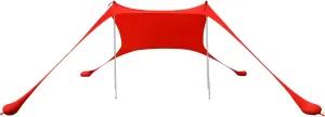 Beach Tent Sun Shelter Beach Canopy Tent w/Sand Shovel & Storage Bag, Portable Outdoor Beach Shade Canopy for Camping, Fishing, Backyard, Picnic (6.56 * 5.25ft Red)