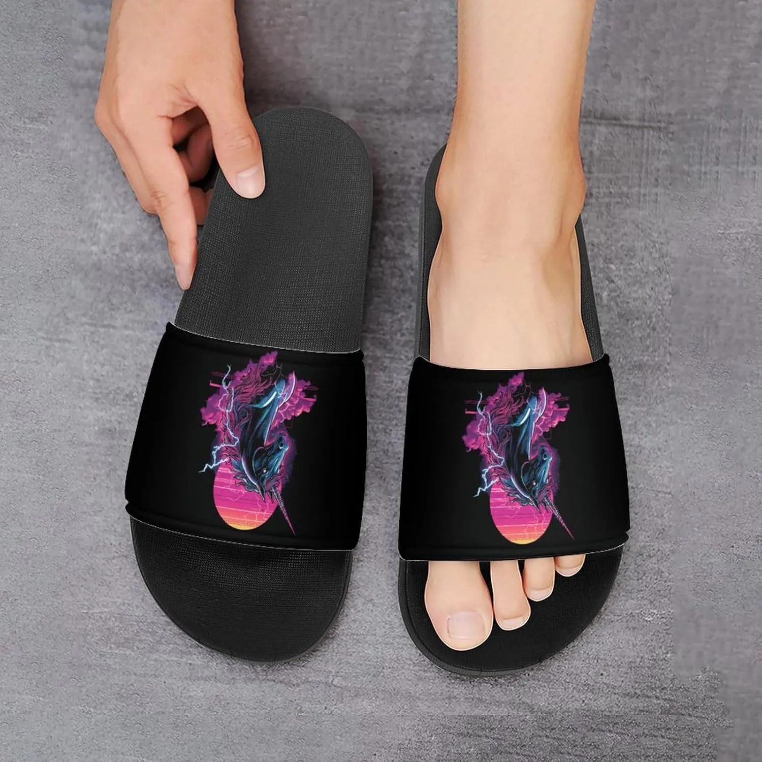 Beast Unicorm Thunder Shower Shoes Slippers PVC Non-Slip Home for Bathroom Beach Indoor Outdoor